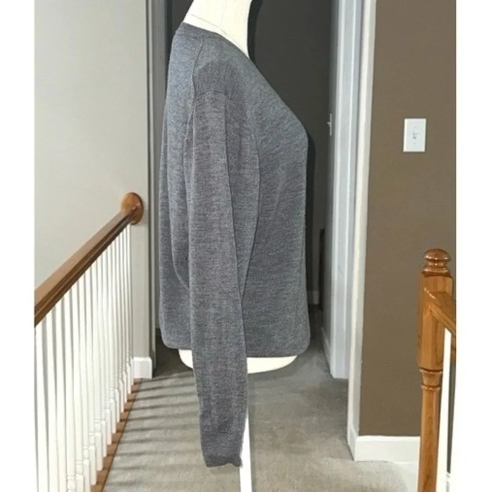 Lacoste Mens Gray Extra Fine Merino Wool V-Neck‎ Sweater Size XXL